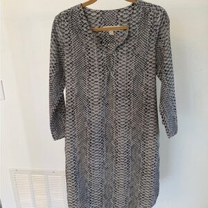 Michael Kors Black and Gray Snake Print Dress with Chain Detail
